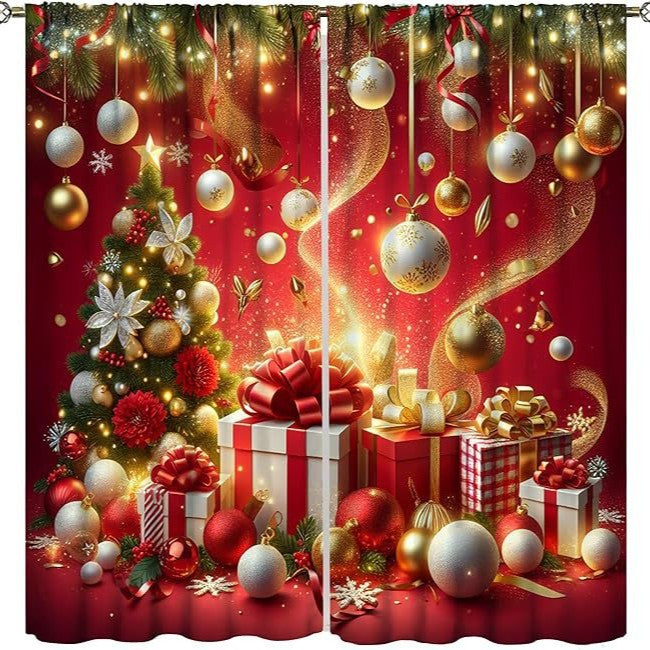 Christmas ball holiday printed curtains