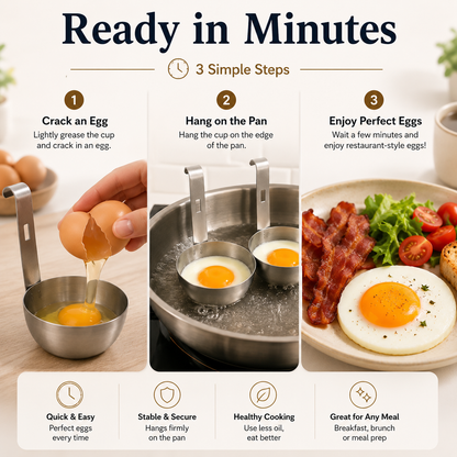 🍳 Stainless Steel Egg Poacher Cup – Hanging Pan Egg Cooker for Perfect Round Eggs