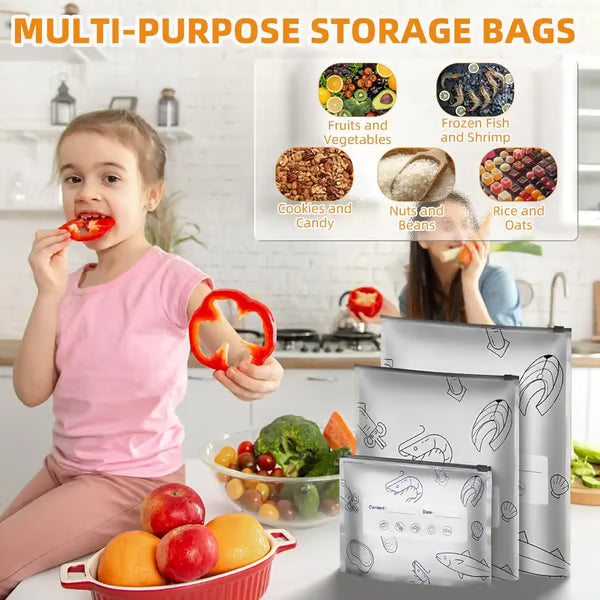 30PCS Reusable Foil Zipper Food Storage Bags – Stand-Up, Resealable & Fresh-Keeping