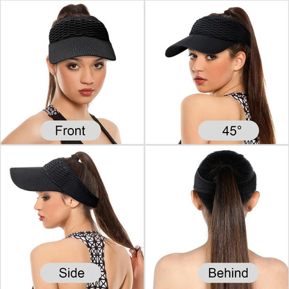 Women’s Open-Top Breathable UV-Protection High-Ponytail Sun Visor