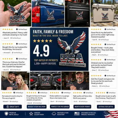 ★USA Faith, Family & Freedom★ Metal Emblem