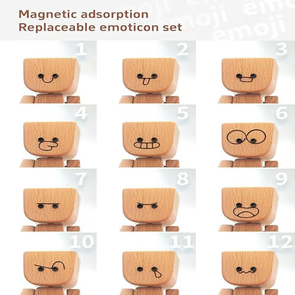 ❤🎁Shaking Feet Wooden Figure with 12PCS Magnetic Expressions