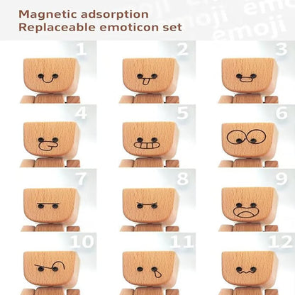❤🎁Shaking Feet Wooden Figure with 12PCS Magnetic Expressions