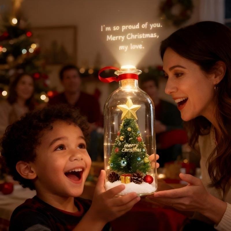 Plainlygoods 8" Recordable Christmas Tree Message In A Bottle