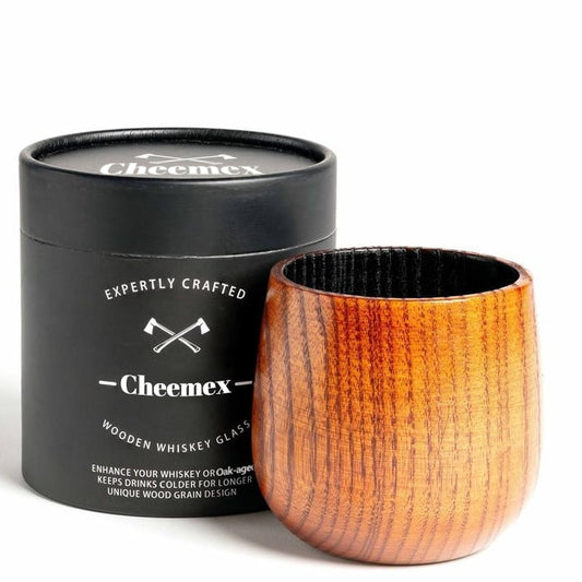 🥃 Cheemex-Wooden Whiskey & Oak-aged spirit Drinking Glass Tumbler Cup,Charred or Uncharred Old Fashioned Glass