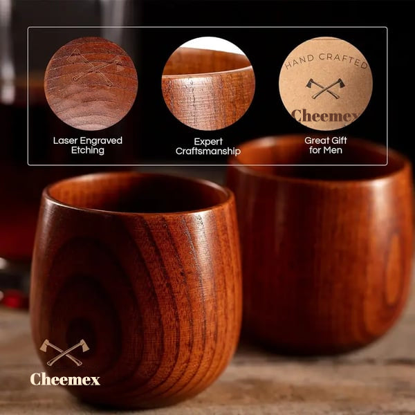 🥃 Cheemex-Wooden Whiskey & Oak-aged spirit Drinking Glass Tumbler Cup,Charred or Uncharred Old Fashioned Glass