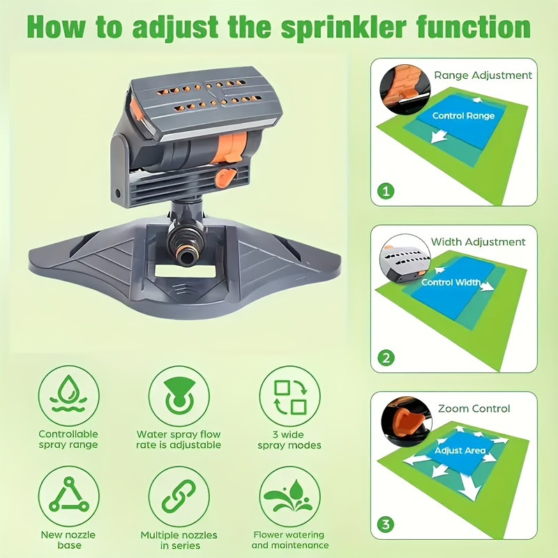 Adjustable Oscillating Sprinkler Wide Coverage