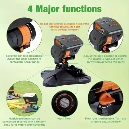 Adjustable Oscillating Sprinkler Wide Coverage