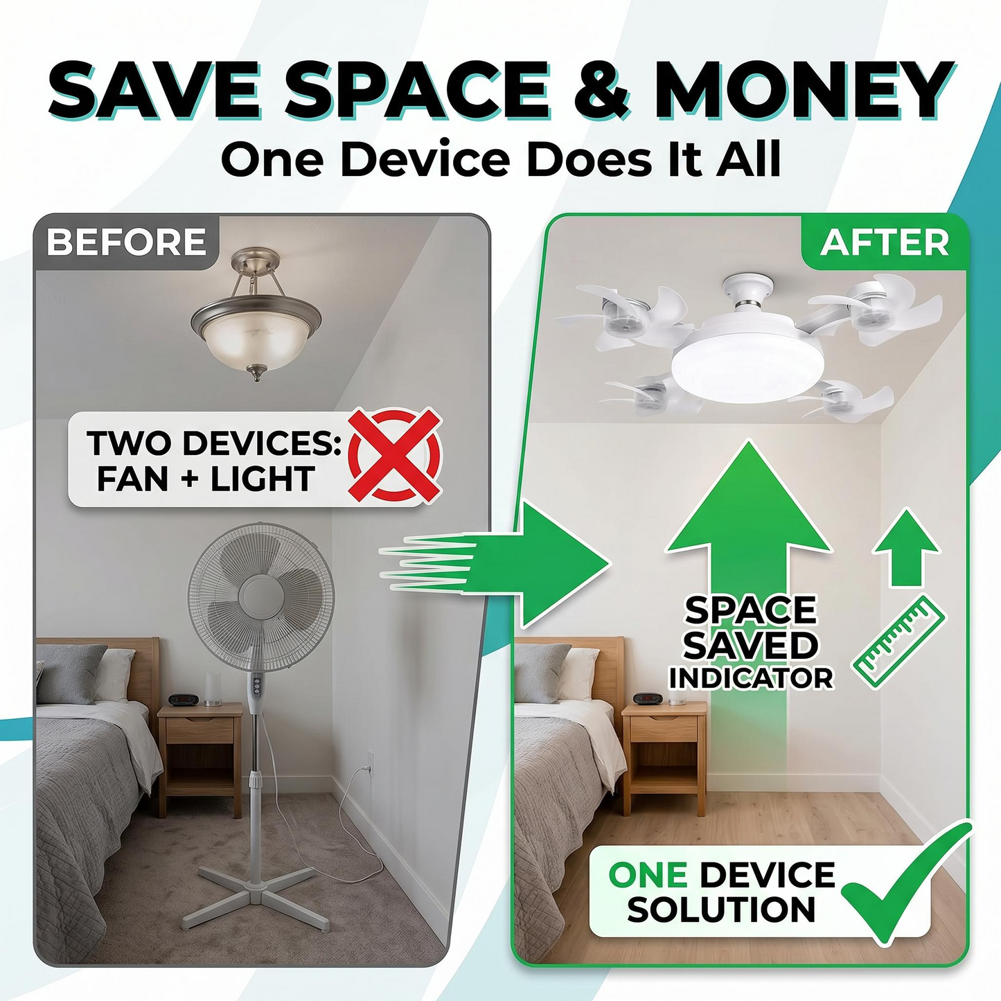 🚀2026 Upgraded E27 Ceiling Fan Light – 2-in-1 LED Light & Quiet Cooling Fan with Remote Control💨