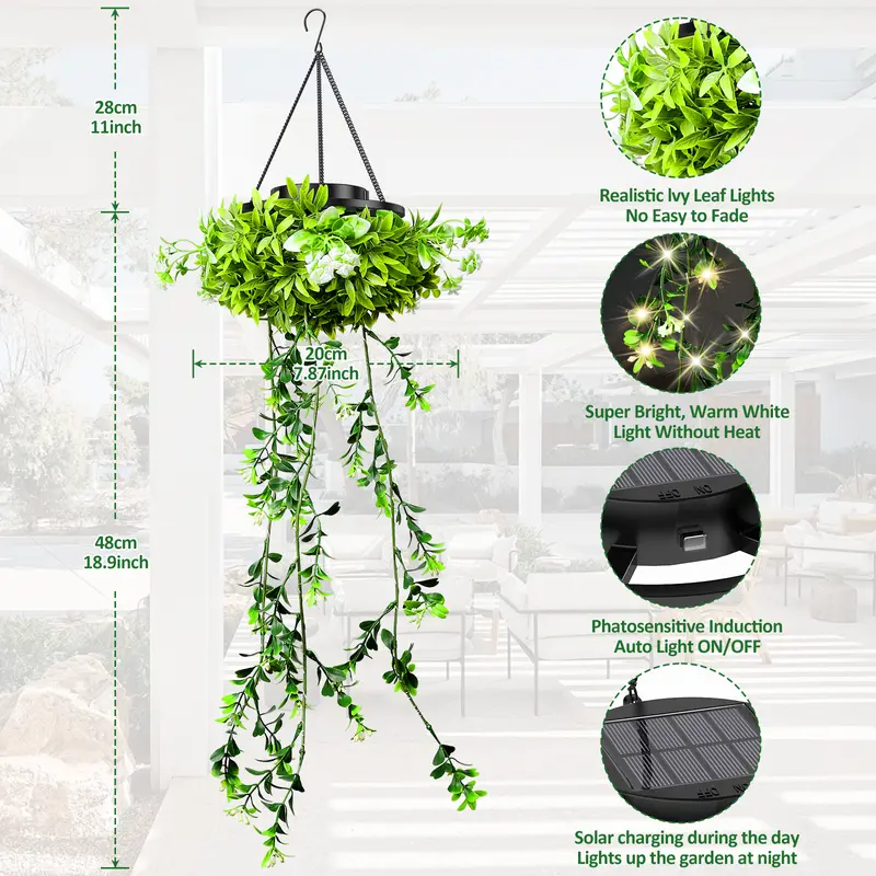 Solar Twinkling Hanging Plant Lights – 66 LED Outdoor Garden Decor