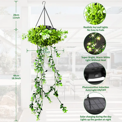 Solar Twinkling Hanging Plant Lights – 66 LED Outdoor Garden Decor