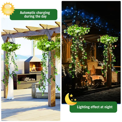 Solar Twinkling Hanging Plant Lights – 66 LED Outdoor Garden Decor
