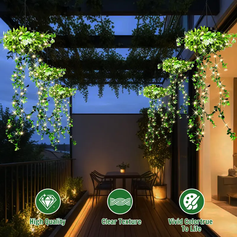 Solar Twinkling Hanging Plant Lights – 66 LED Outdoor Garden Decor