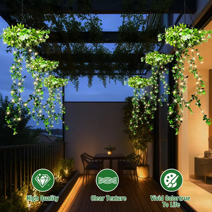 Solar Twinkling Hanging Plant Lights – 66 LED Outdoor Garden Decor