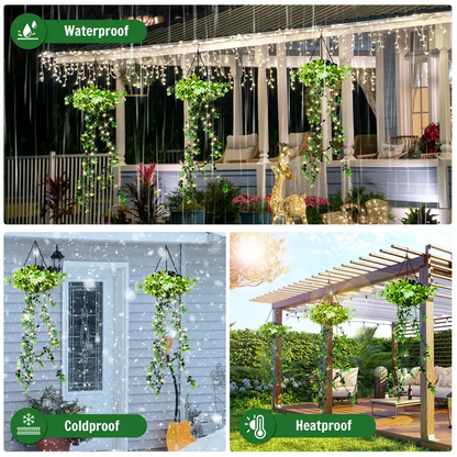 Solar Twinkling Hanging Plant Lights – 66 LED Outdoor Garden Decor