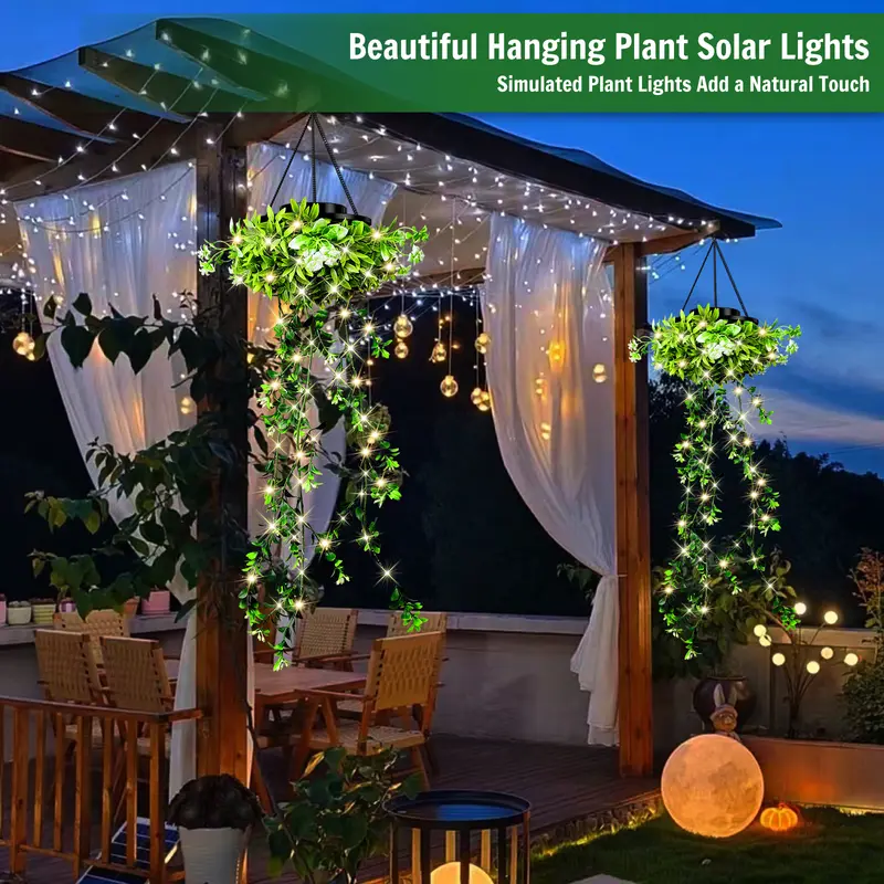Solar Twinkling Hanging Plant Lights – 66 LED Outdoor Garden Decor