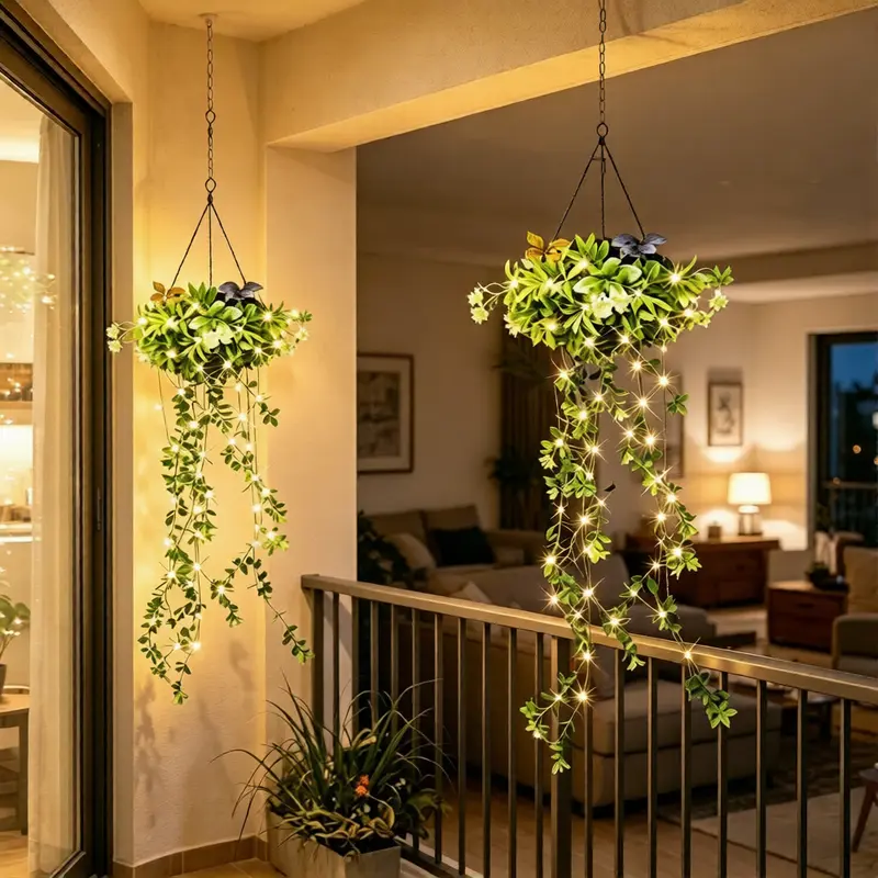 Solar Twinkling Hanging Plant Lights – 66 LED Outdoor Garden Decor