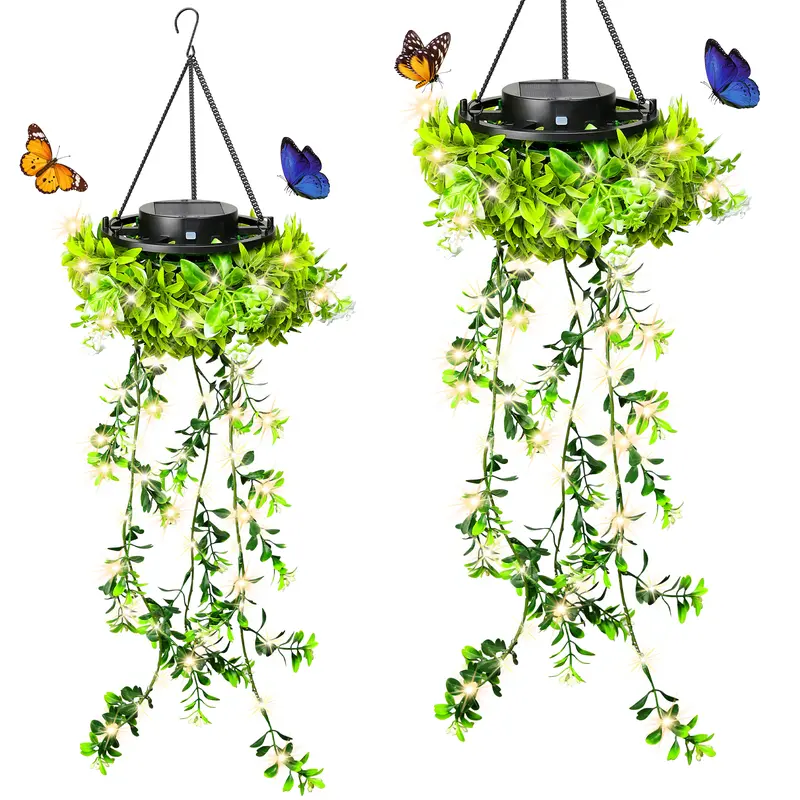 Solar Twinkling Hanging Plant Lights – 66 LED Outdoor Garden Decor