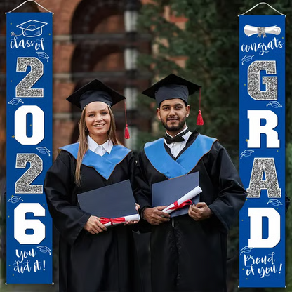 🎓Class of 2026 Graduation Banner | Congrats Grad Front Door Porch Decor for Graduation Party (✨Set of 2)