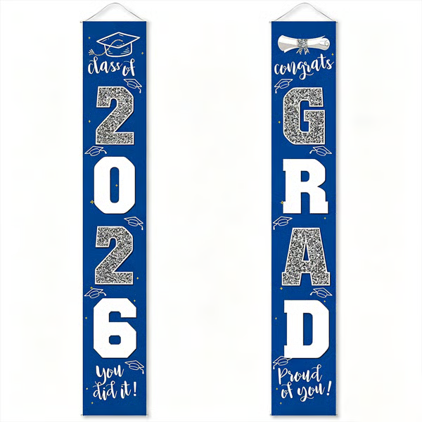 🎓Class of 2026 Graduation Banner | Congrats Grad Front Door Porch Decor for Graduation Party (✨Set of 2)