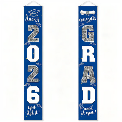 🎓Class of 2026 Graduation Banner | Congrats Grad Front Door Porch Decor for Graduation Party (✨Set of 2)