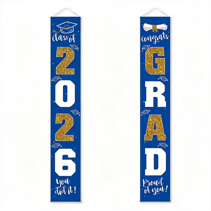 🎓Class of 2026 Graduation Banner | Congrats Grad Front Door Porch Decor for Graduation Party (✨Set of 2)