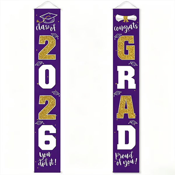 🎓Class of 2026 Graduation Banner | Congrats Grad Front Door Porch Decor for Graduation Party (✨Set of 2)