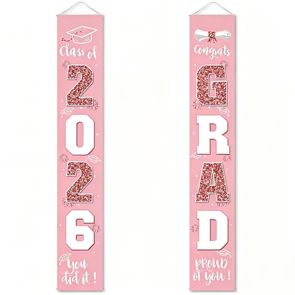 🎓Class of 2026 Graduation Banner | Congrats Grad Front Door Porch Decor for Graduation Party (✨Set of 2)
