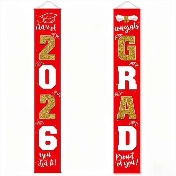 🎓Class of 2026 Graduation Banner | Congrats Grad Front Door Porch Decor for Graduation Party (✨Set of 2)