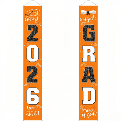 🎓Class of 2026 Graduation Banner | Congrats Grad Front Door Porch Decor for Graduation Party (✨Set of 2)