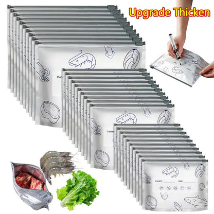 30PCS Reusable Foil Zipper Food Storage Bags – Stand-Up, Resealable & Fresh-Keeping
