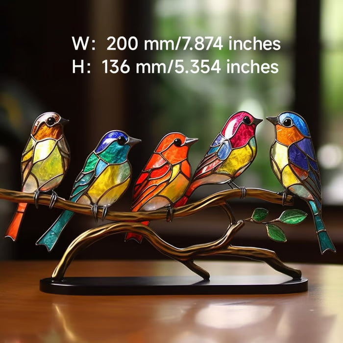 🎉Limited Time 49% OFF ! 🌈Stained Glass Birds on Branch Desktop Ornaments 🕊️✨