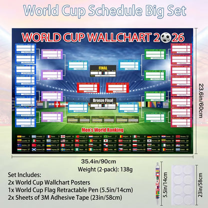 ⚽🏆 Ultimate 2026 Soccer Fan Wall Chart Kit – Group Stage & Knockout Posters (23.6” x 35.4”), Marker Pen & Mounting Strips Included 🎁