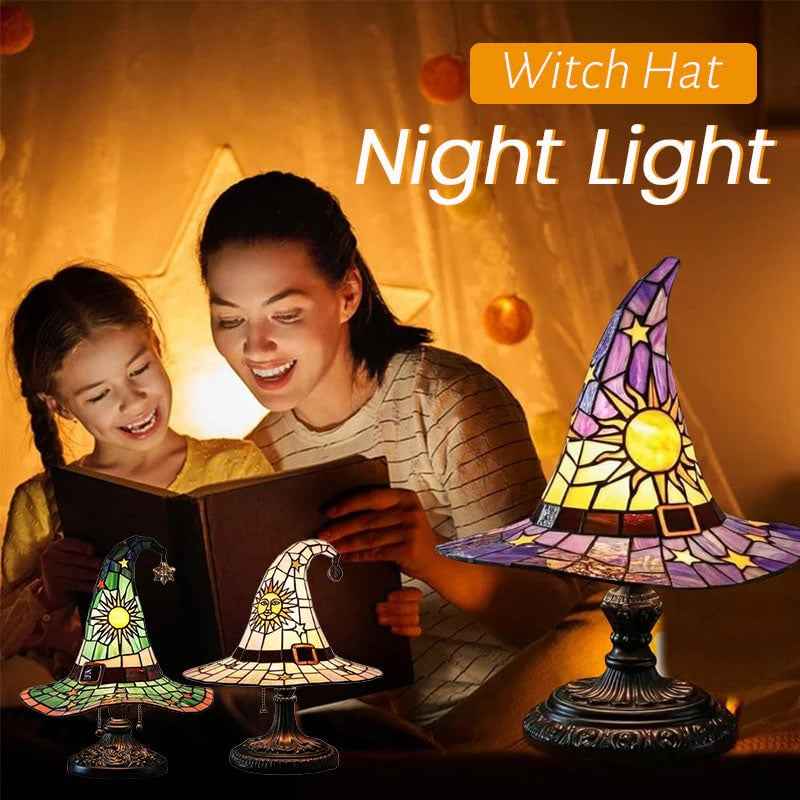 🔥Limited Exclusive 50% OFF♠️Witch Hat Stained Glass Style Night Light🎁