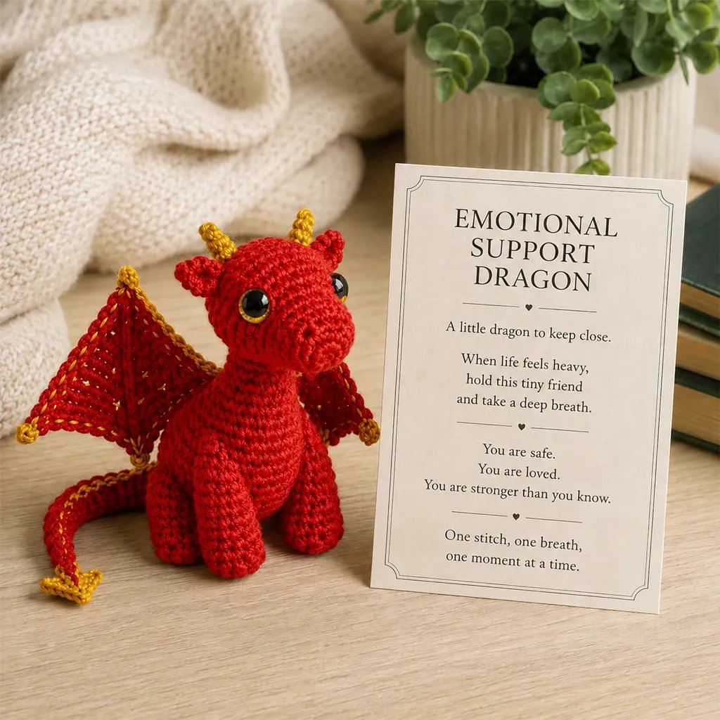 🐉 A Tiny Guardian for Your Big Days — Handcrafted Dragon Pocket Buddy with Encouragement Card