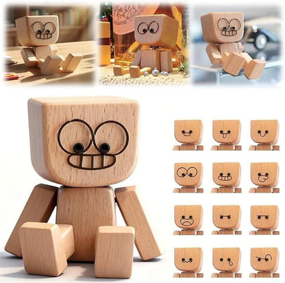❤🎁Shaking Feet Wooden Figure with 12PCS Magnetic Expressions