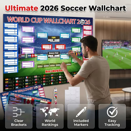 ⚽🏆 Ultimate 2026 Soccer Fan Wall Chart Kit – Group Stage & Knockout Posters (23.6” x 35.4”), Marker Pen & Mounting Strips Included 🎁