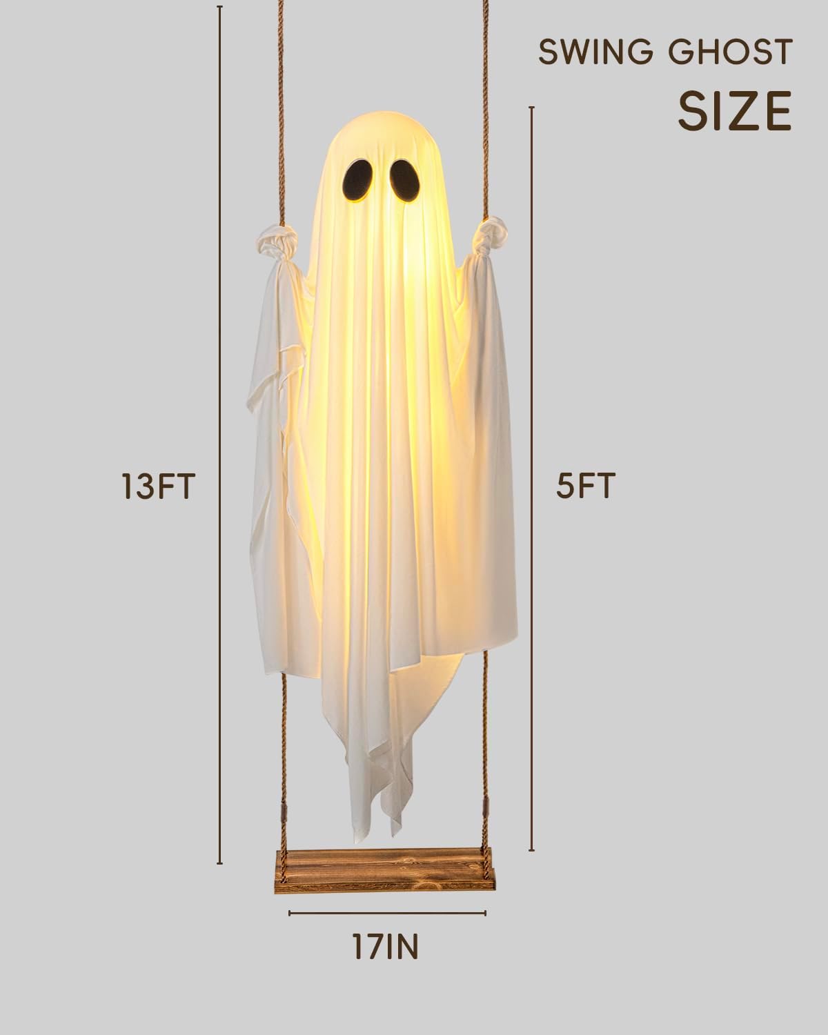 🎃FLASH SALE 55% OFF👻 5FT Light-Up Swinging Ghost⚡Bring Your Porch to Life