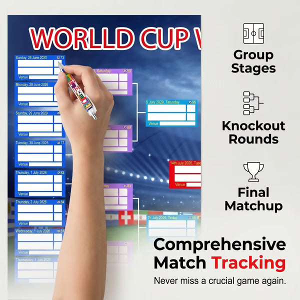 ⚽🏆 Ultimate 2026 Soccer Fan Wall Chart Kit – Group Stage & Knockout Posters (23.6” x 35.4”), Marker Pen & Mounting Strips Included 🎁