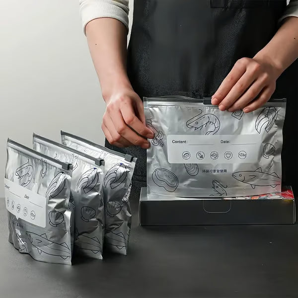 30PCS Reusable Foil Zipper Food Storage Bags – Stand-Up, Resealable & Fresh-Keeping