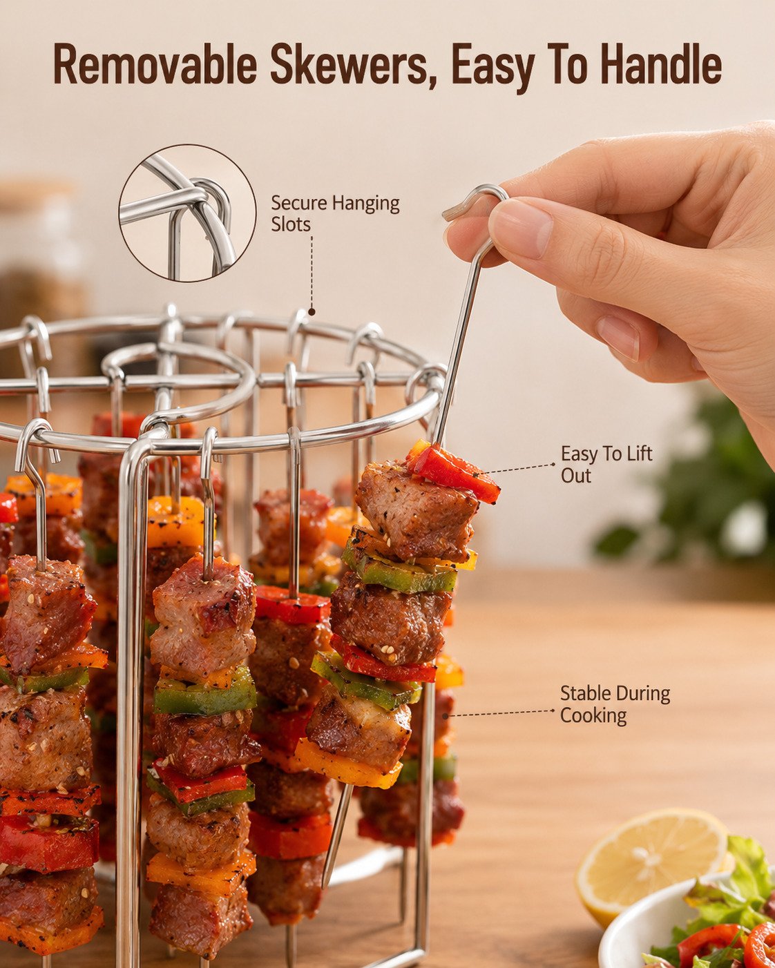 Heat-Resistant Vertical Skewers Clavo Air Fryer Rack