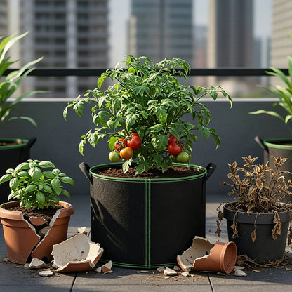 Plainlygoods 5-pack Heavy-Duty Breathable Grow Bags