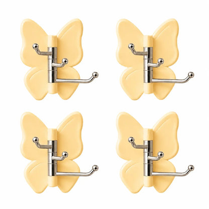 4-Pack Rotating Butterfly Adhesive Wall Hooks – No-Drill Towel & Key Organizer