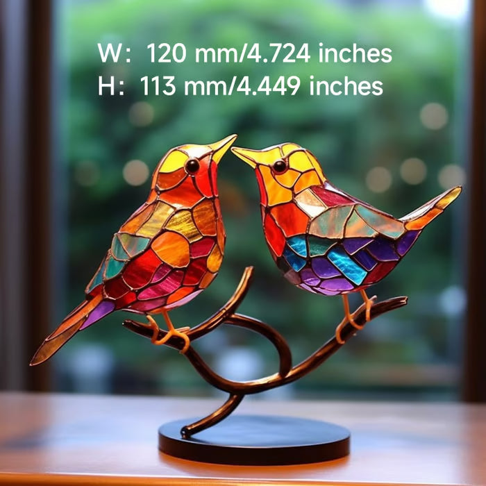 🎉Limited Time 49% OFF ! 🌈Stained Glass Birds on Branch Desktop Ornaments 🕊️✨