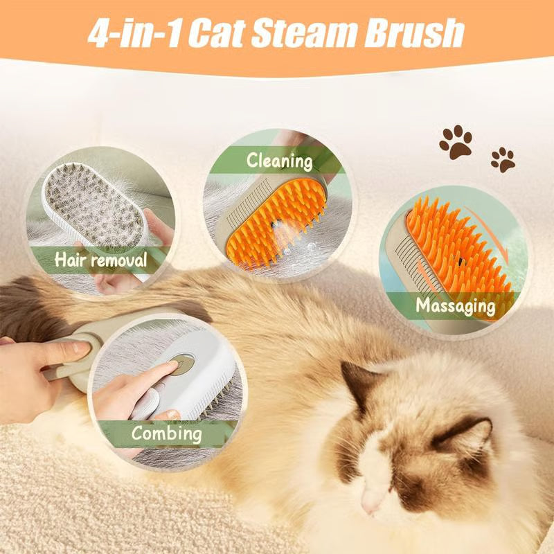 ✨LAST DAY ONLY 80% OFF🔥Pet Steam Brush - A 3-in-1 steam brush for cat and dog hair removal, grooming, and removing flying fur.