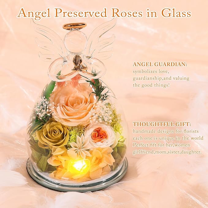 Timeless Angel Preserved Rose in Glass | Mother's Day, Birthday & Anniversary Gift for Mom, Grandma, Wife