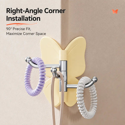 4-Pack Rotating Butterfly Adhesive Wall Hooks – No-Drill Towel & Key Organizer