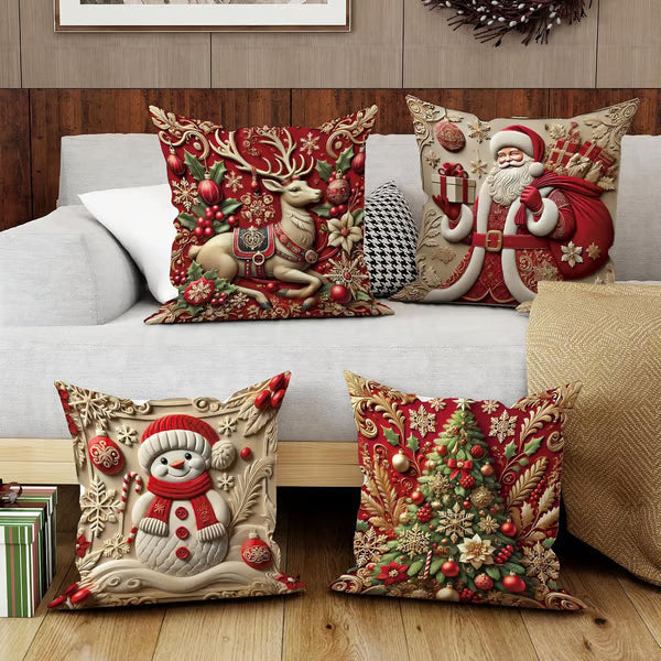 🏆 50K+ SOLD! 🎅🎄Christmas Themed Cushion Cover – Machine Washable, Wrinkle-Resistant, Durable, Perfect for Living Room, Bedroom, Office & More 🦌☃️