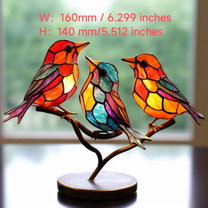 🎉Limited Time 49% OFF ! 🌈Stained Glass Birds on Branch Desktop Ornaments 🕊️✨