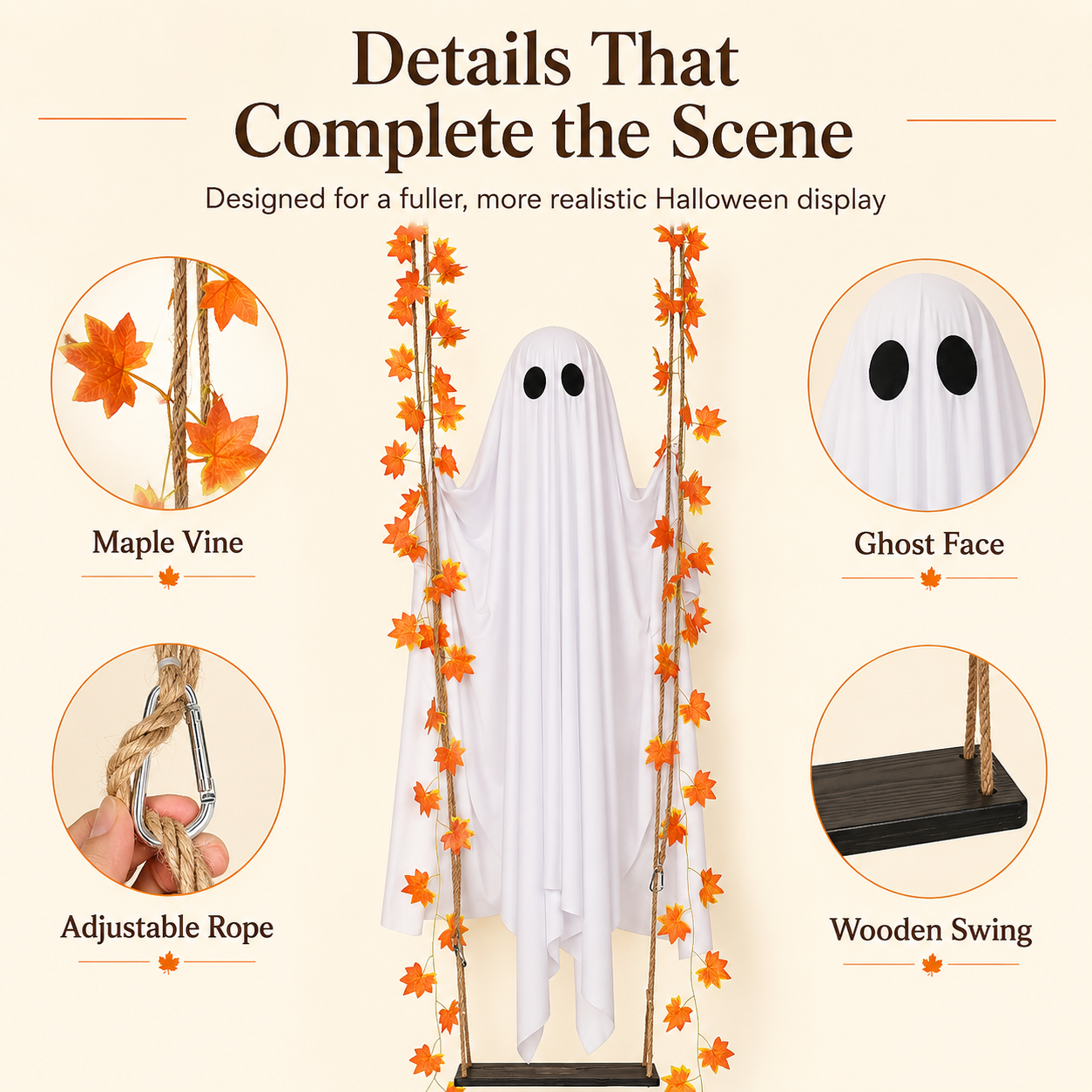 👻 The Viral 5FT Swinging Ghost – Light-Up Halloween Porch Decor 🎃✨